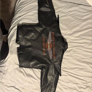Harley-Davidson Black and Orange Leather Jacket